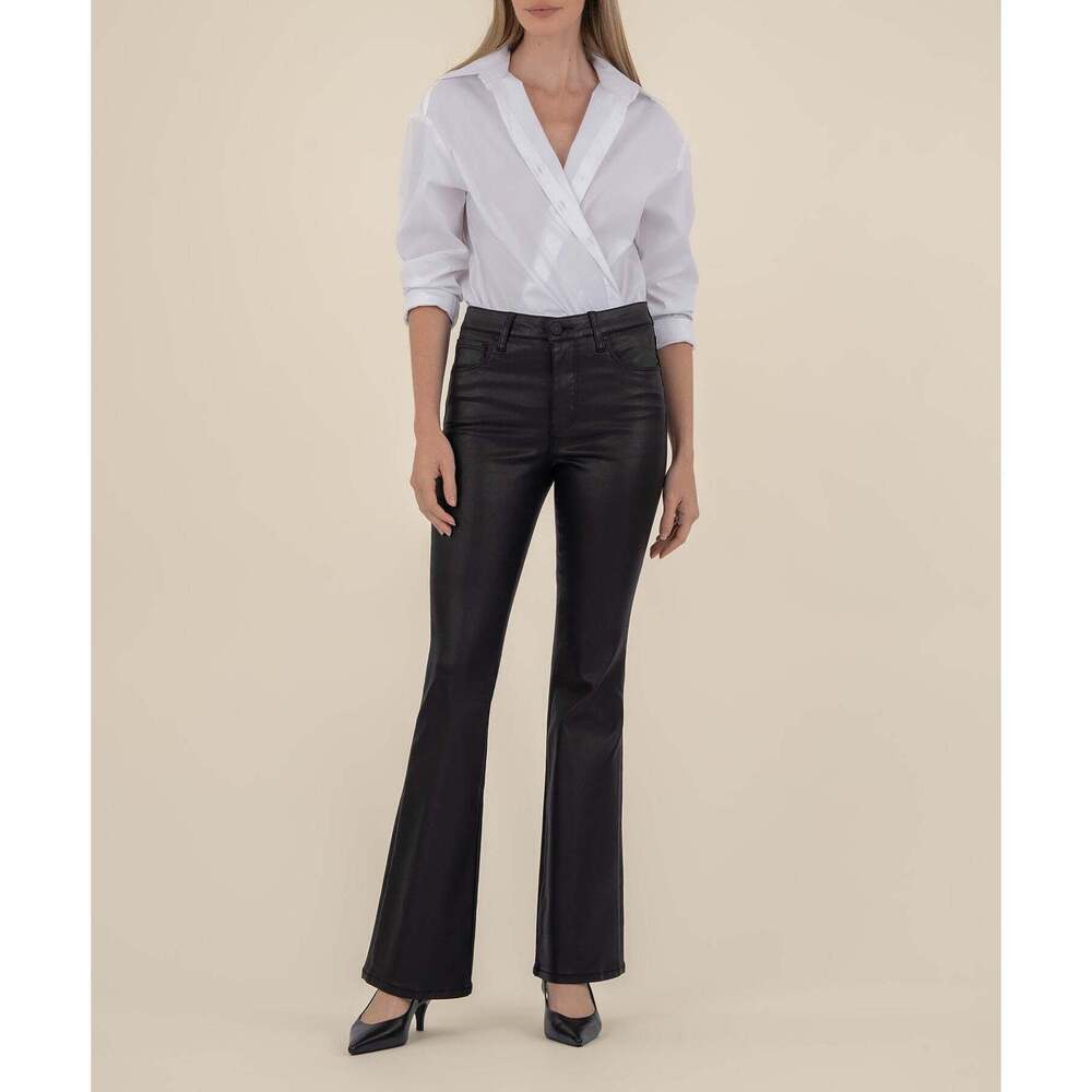 Kut from the Kloth Ana Coated High Rise Flare Size 1616 / Black